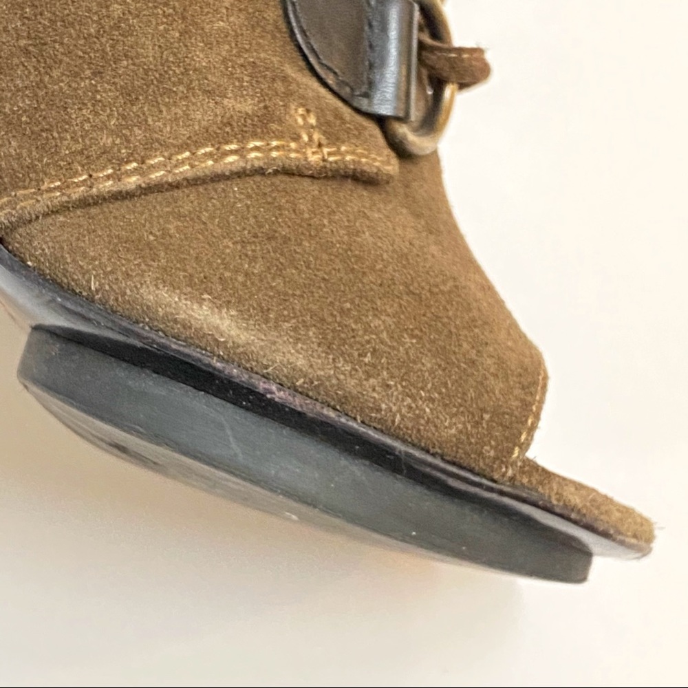 giuseppe zanotti green black suede leather lace up peep toe high heel ankle boot - Picture 9 of 9